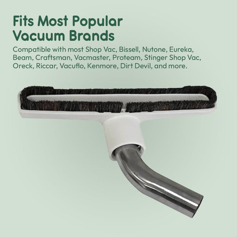 Selgo فرشاة أرضية محدثة من سيلغو لمكانس يوركا والعالمية بقطر داخلي 1 Â¼ بوصة (1.25'') (32 مم) مع شعيرات ناعمة من شعر الحصان بعرض 10 بوصات (أبيض - معدني) - Image 4